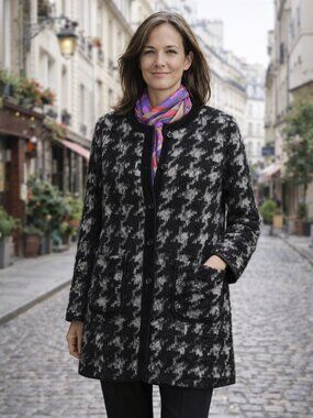 BASLER Textured Knit Jacket – Black & White – Elegant Classic size 14